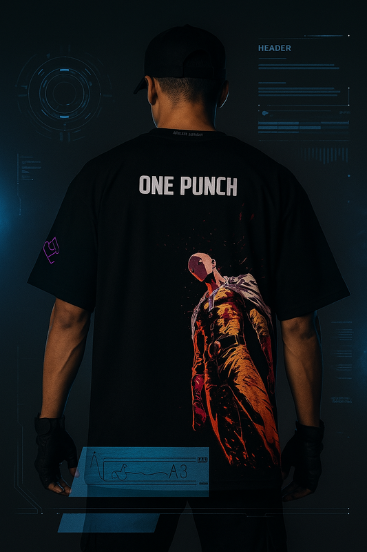 One Punch Man Premium Drop-Shoulder Tee – Heroic Anime Streetwear