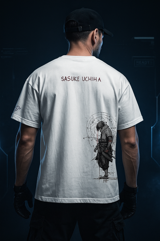 Sasuke Uchiha Premium Drop-Shoulder Tee – Luxe Anime Streetwear
